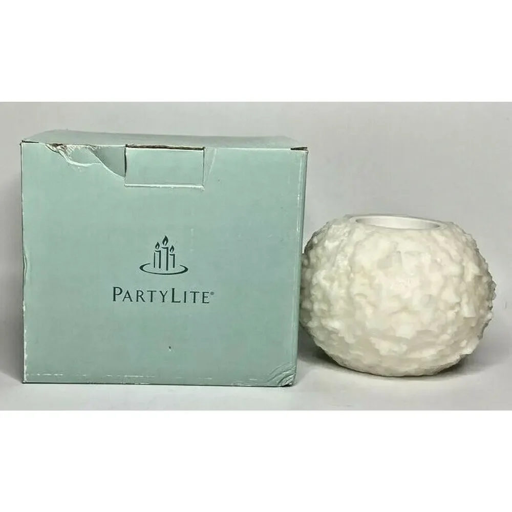 PartyLite Frosted Snowball Tealight‎ Holder Rare Retired NIB P17B/L0610